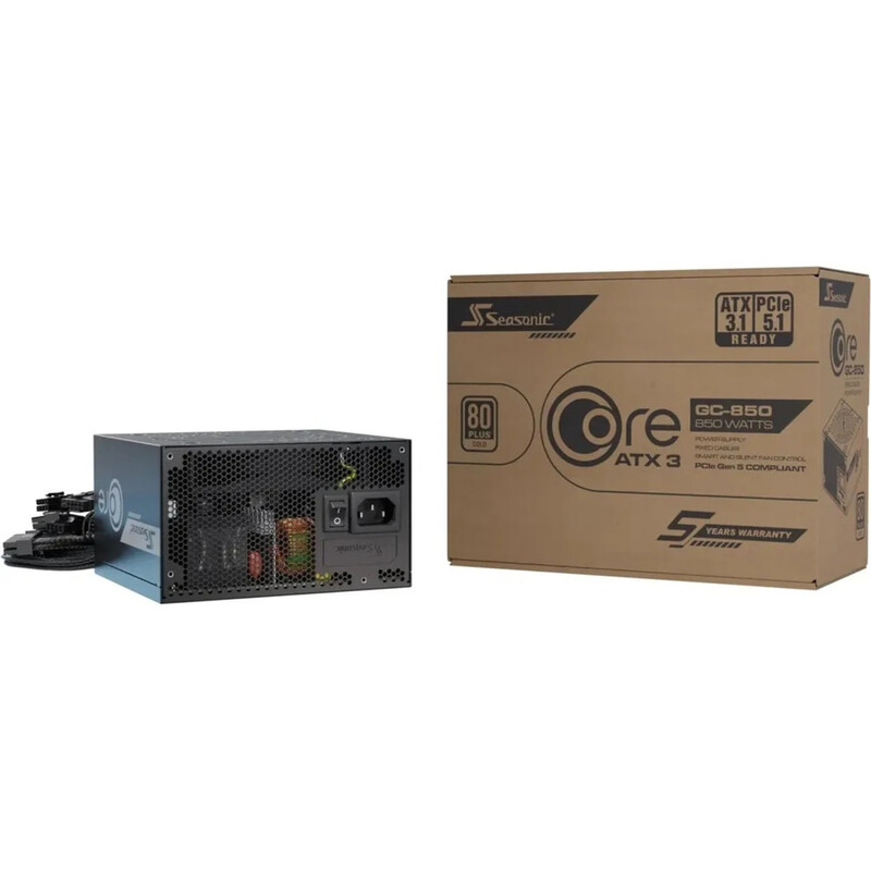 Seasonic Core Gc-850 850 W Atx 3.1 Netzteil, 80 Plus Gold, Aktive Kühlung, Nicht-Modular, Schwarz