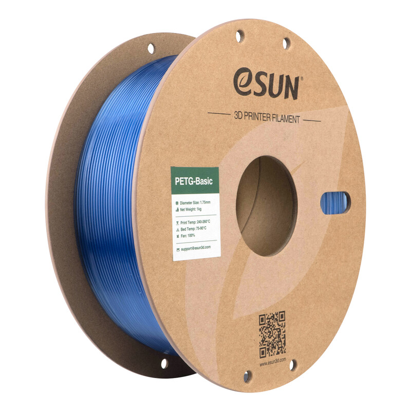 eSUN PETG-Basic Transluzentes Hellblaues 3D-Filament 1,75 mm, Hochgeschwindigkeitsdruck, Kosteneffektives Einstiegs-3D-Druckmaterial 1 kg (2,2 lbs) Karton-Spule