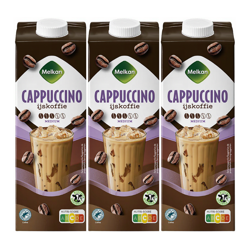Melkan IJskoffie Cappuccino - 1 L x3