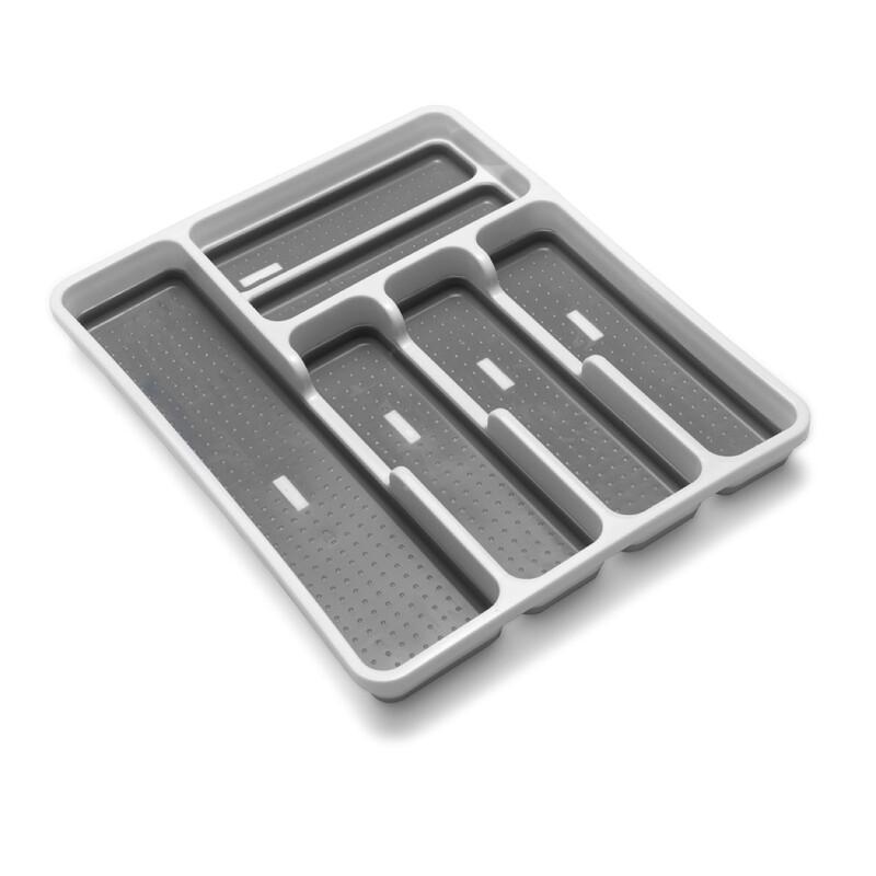 Addis White/Grey Premium Soft Touch 6 Compartment Drawer Organiser