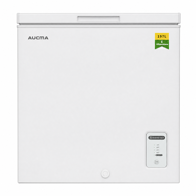 AUCMA 197 L wandelbarer Gefrierwürfel, umschaltbarer Kühlschrank & Gefrierschrank, Gefriertruhe mit obenliegendem Türanschlag, Energieklasse E, leiser Betrieb, digitale Temperaturregelung mit 5 Stufen, herausnehmbarer Korb mit Abtauablauf für Zuhause Wohn