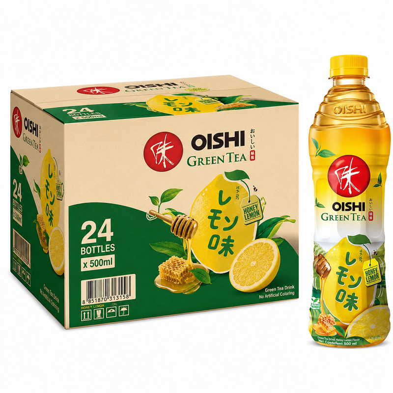 Oishi Groene Theedrank Honing Citroen 500 ml (Pak van 24)