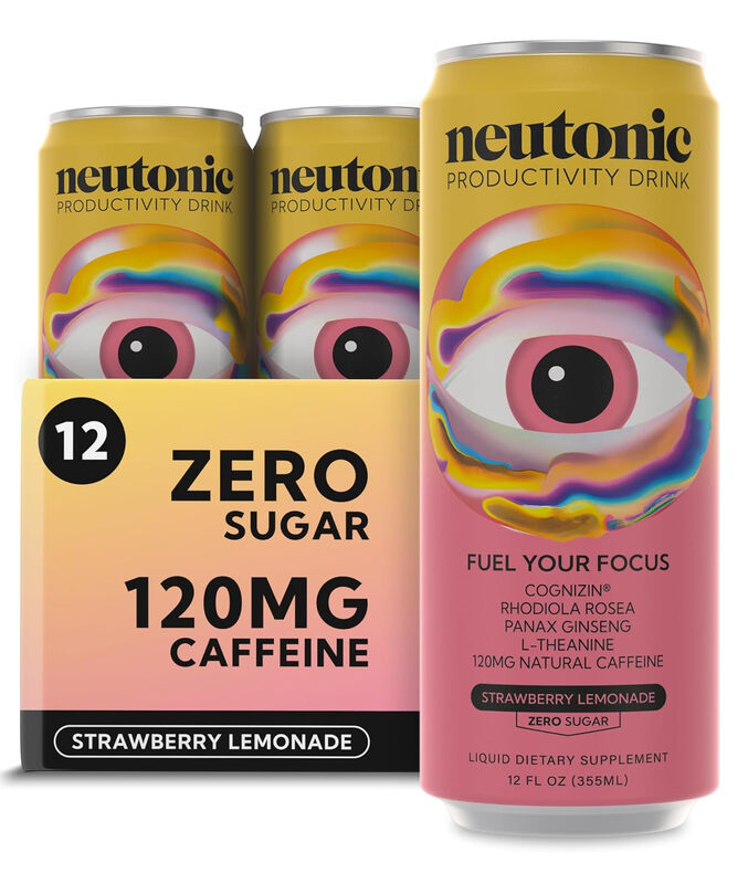 Neutonic Energy Drink Strawberry Lemonade Flavour Focus Support Multipack - 12 X 330Ml