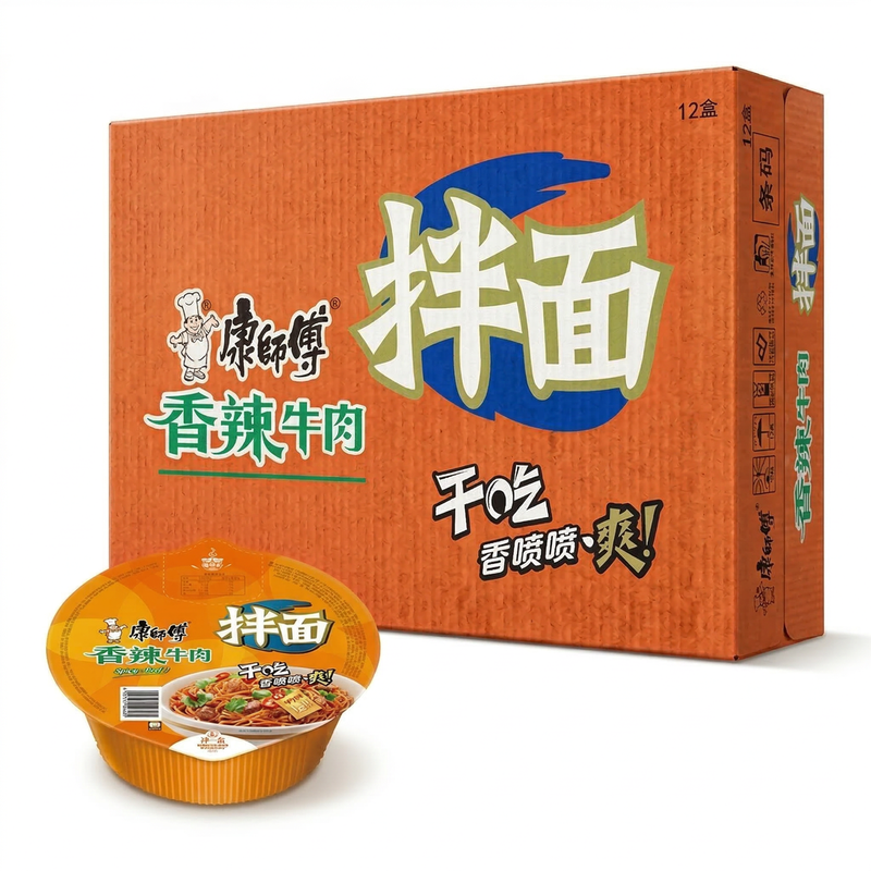 Master Kong Spicy Beef Jerky Dry Noodles Bowl Pack 144G X 12
