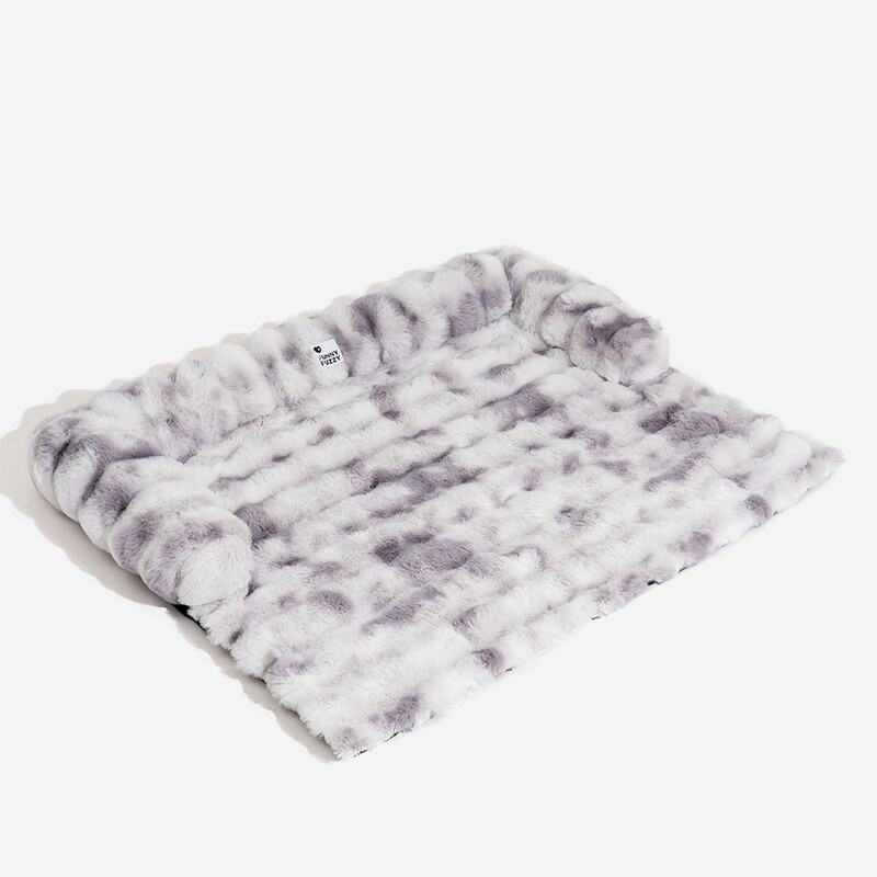 Fluffy Plush Calming Dog Bed Sofa Protective Pet Mat Size S Tie Dye Gray