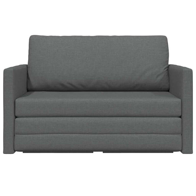 vidaXL 124x71x78 cm Schlafsofa, 2-Sitzer wandelbare Stoffcouch mit verstellbarer Rückenlehne, mit Schaumstoff gepolsterter Sitz, abnehmbare Kissenbezüge, Metall- und Holzrahmen, dunkelgraue Stoffbezug