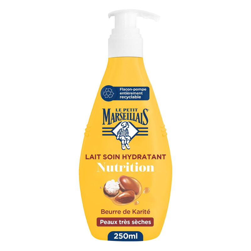 Lait Corps Nutrition Beurre De Karité Argan Peaux Très Sèches Hydratation 24h Le Petit Marseillais Le Flacon De 250ml - vue 2