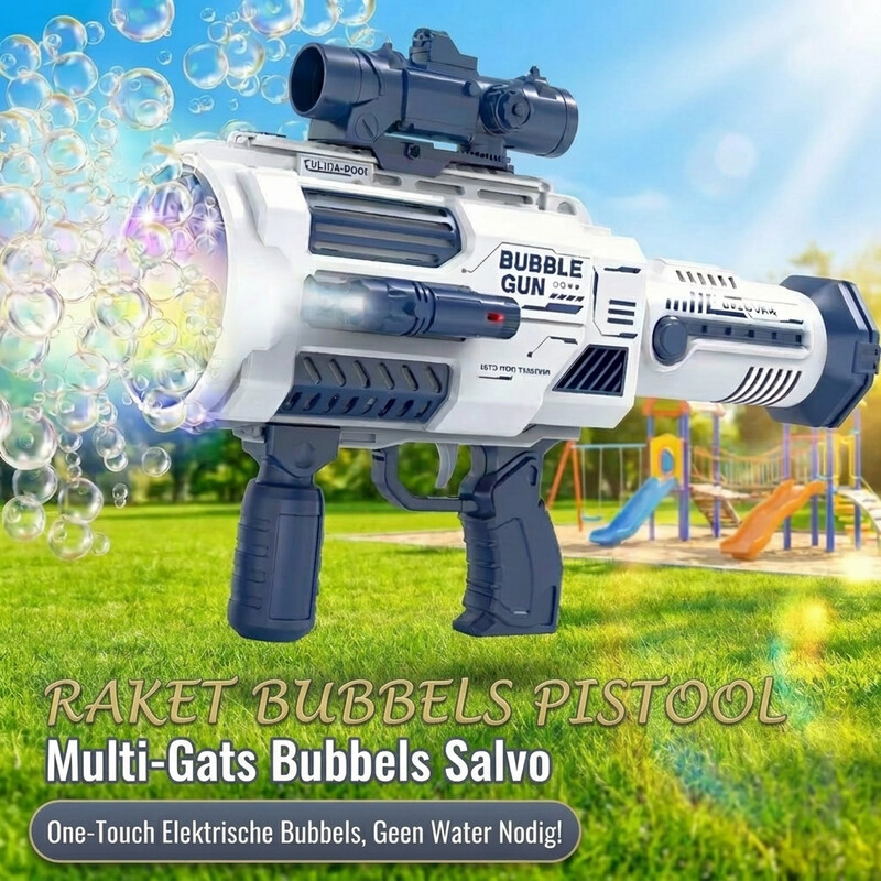 Tokky Bubble Makers Magische blauwe raketlanceerder-bubbelpistool - blauw, groot