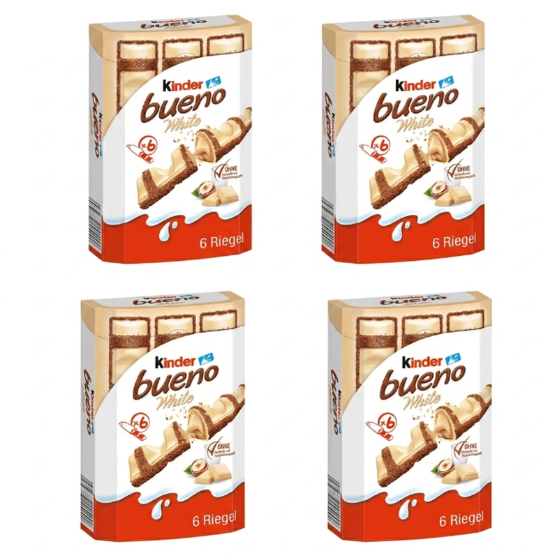 Vorteilspack 4 x Kinder Bueno Weiße Schokolade Waffelriegel 6 x 19,5 g