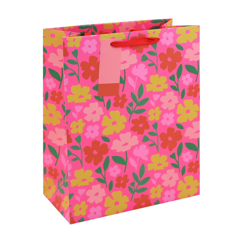 Neon Floral Gift Bag Large 26.5 (W) x 33 (L) x 14cm (H)