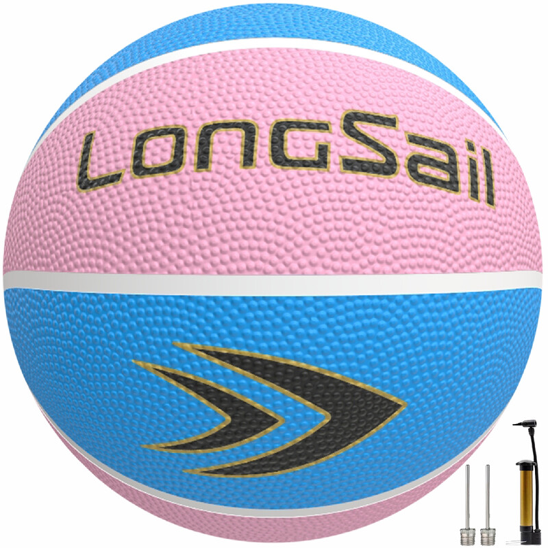 High-quality Rubber Basketball（27.5"） Size5# Pink/Light Blue