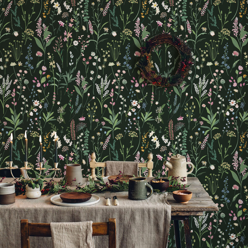 Spring Peel and Stick Wallpaper Black 44x305cm 1 Roll