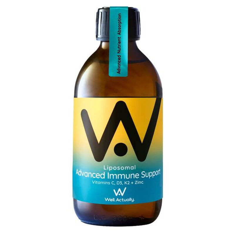 Well Actually Liposomal Advanced Immune Support - Vitamin C, D3, K2 + Zinc - Liquid - Tropical Zest Flavour