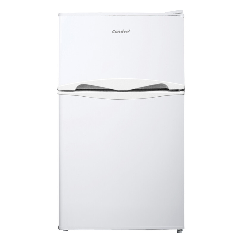 Comfee by Midea' RCT87WH2EU(E) Arbeitsplatten-Kühlschrank, kleiner Kühlschrank mit Innenbeleuchtung, herausnehmbare Einlegeböden, einstellbare Thermostate, wechselbare Türen, weiß [Energieeffizienzklasse E]