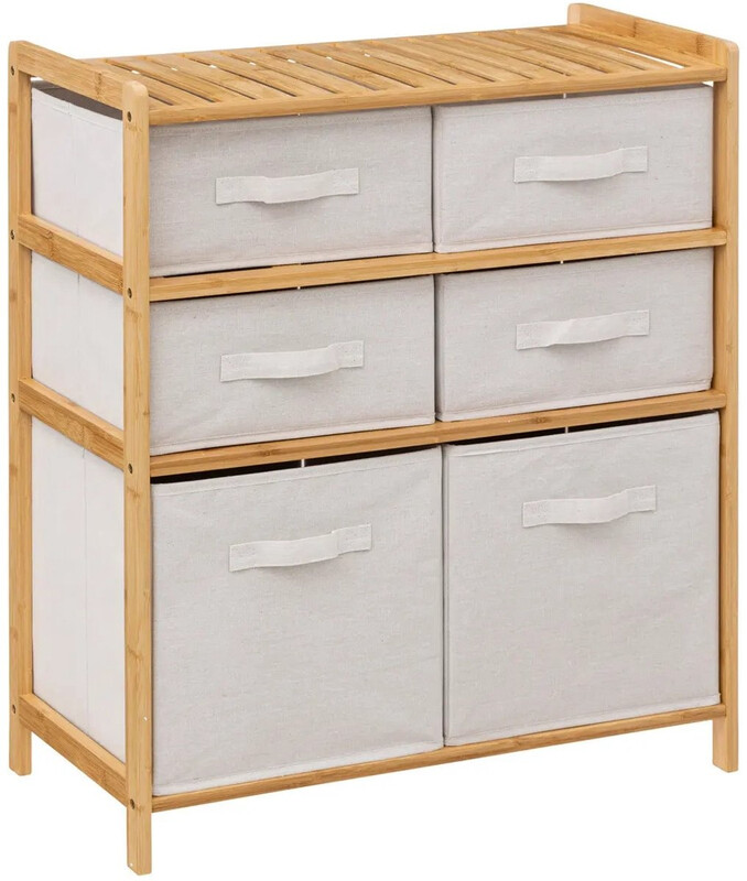 5five Dubbele Opbergkast - Bamboe & Polyester, 66 x 33 x 78 cm, Beige
