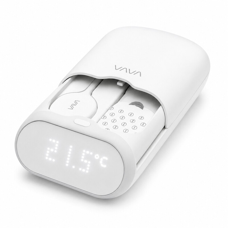 VAVA VA-IH008 Draagbare temperatuurmonitor voor baby's met apart LED-display, tot 24 uur sensorgebruik, 15 m draadloos bereik, geluids- en lichtmeldingen, zonder app