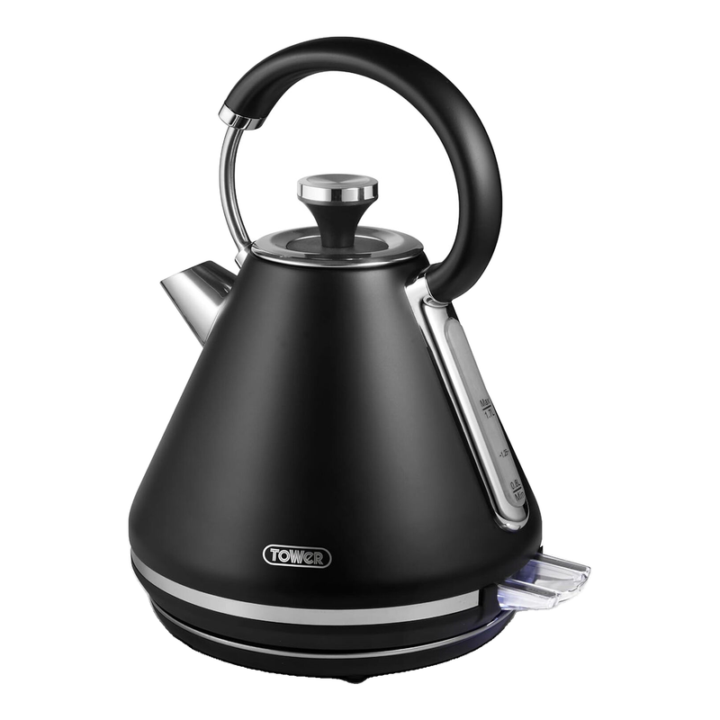 Tower Cavaletto Mirage Digital Kettle, Variable Temperature, Rapid Boil, 3kW, 1.7L, Black with Chrome Accents - T10087BLK