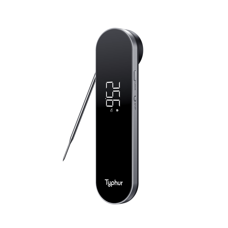 Typhur InstaProbe Core digitale direct afleesbare vleesthermometer 0,5 sec. met in zonlicht afleesbaar display voor koken, professionele thermometer met IP67-waterdichtheid voor grill, barbecue, koken, rookoven