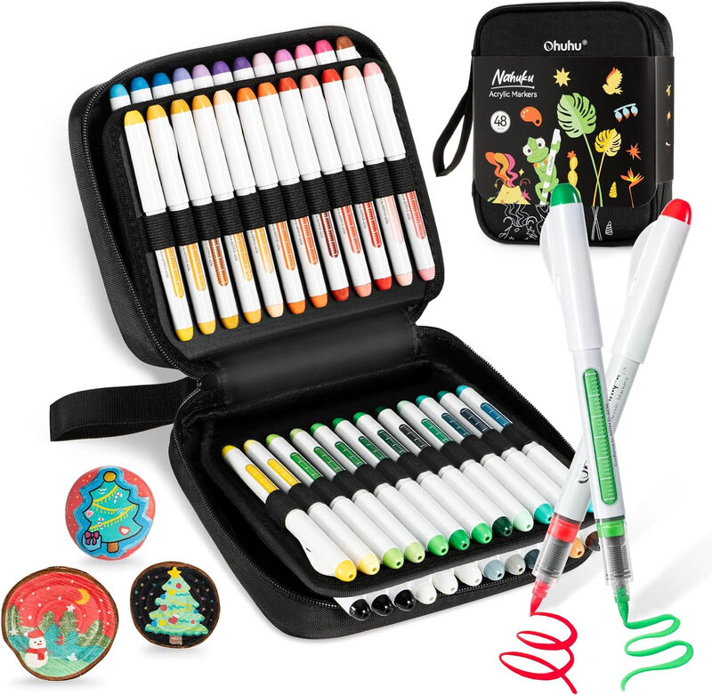 Acrylic Paint Markers Direct Liquid 48 Colors Flexible,Brush Tip