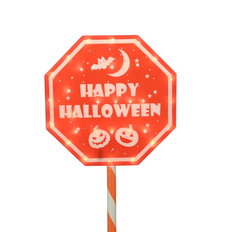 Festive 100Cm Lit Orange Happy Halloween Sign