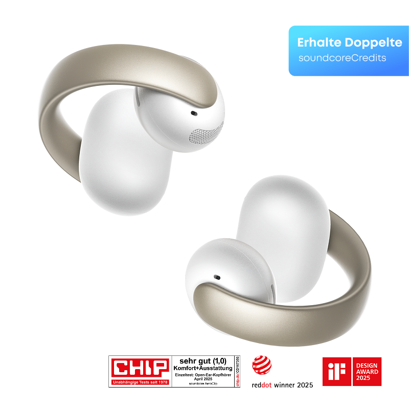 Soundcore Aeroclip hoofdtelefoon True Wireless Stereo (TWS) open-ear bellen/muziek/sport/dagelijks bluetooth champagne, wit