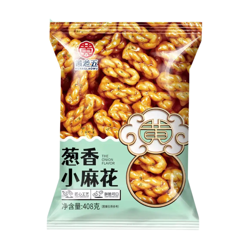 Huang Lao Wu Scallion-Flavored Mini Mahua Twisted Dough Knots, 408G