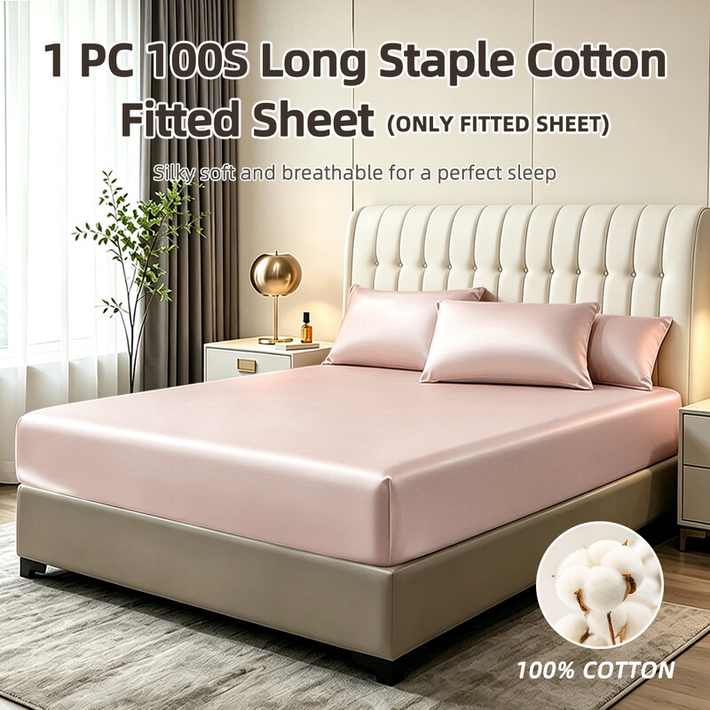 XLLX 1 st hoeslaken, 100s langstapelig katoen, volledig elastisch, glad en comfortabel, machinewasbaar, 150 x 200 cm, roze