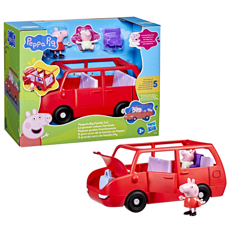 Peppa Pig Pre-school Figures Playset: Official Peppa Pig Family Red Car Toy for Toddlers & Role-Play Fun