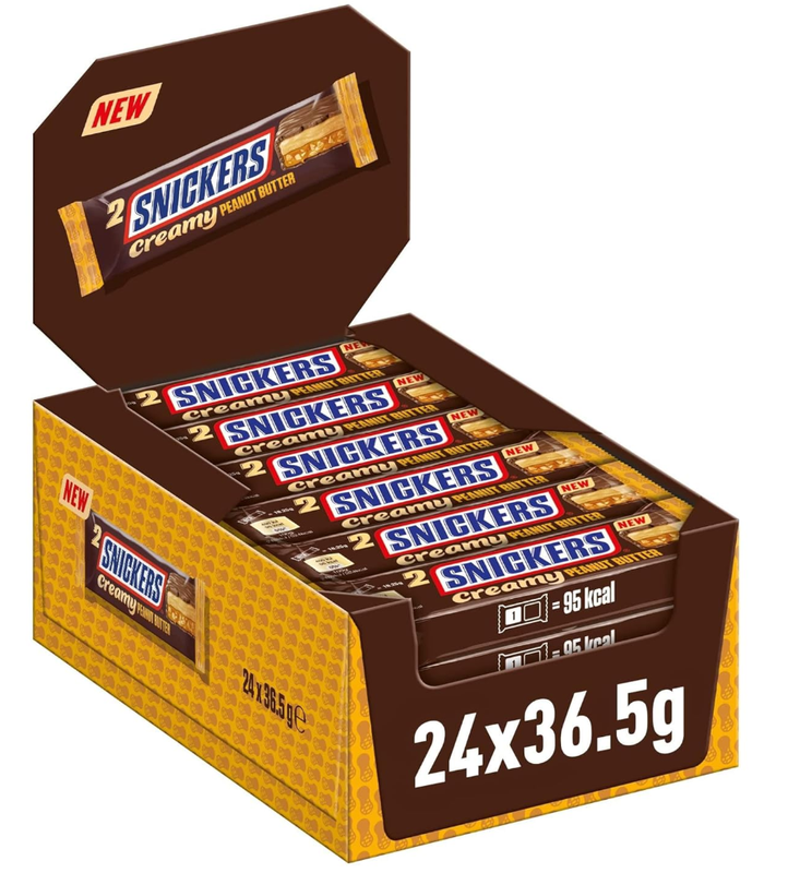Snickers Creamy Peanut Butter Schokoriegel Großpackung 0,876kg (24 x 36.5g)