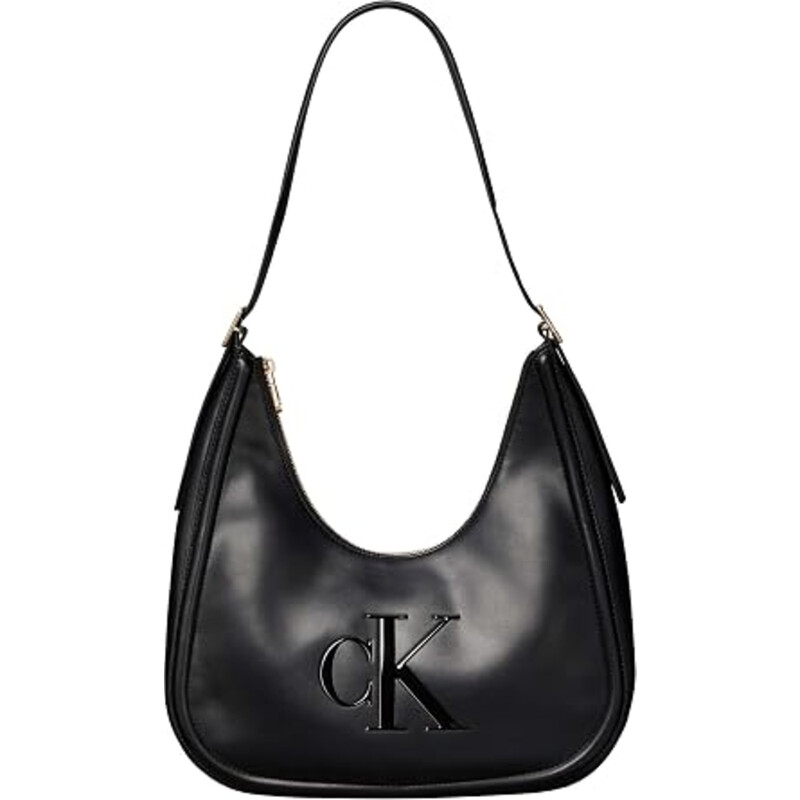 Calvin Klein Soft Touch Crescent Logo Hobo Bag - Black