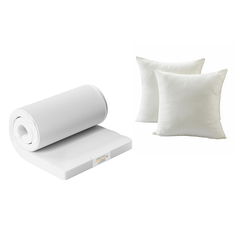 GTIMEX Matratzentopper Kaltschaum, 90 x 200 x 7 cm, H2, ergonomisch, 7-Zonen-Komfortschaum + Meeallhome staub-, feuchtigkeits- und schweißdichtes Kissen, 80 x 80 cm x 2, weiße Schlafzimmer-Bettwäsche-Set