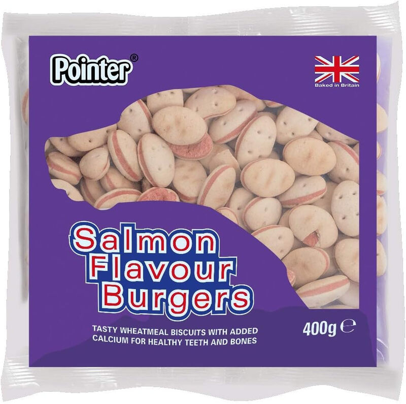 Baked Salmon Flavour Wheatmeal Burgers Dog Treats with Calcium 400g