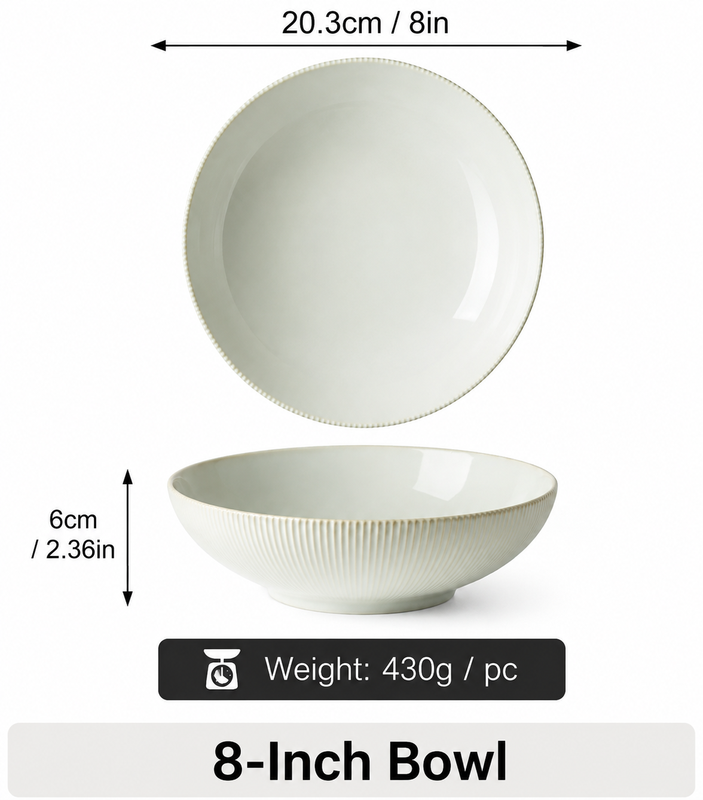 JIWOO Moire 8" Suppenteller Smaragdgrün Stil Weiß 1 Stück