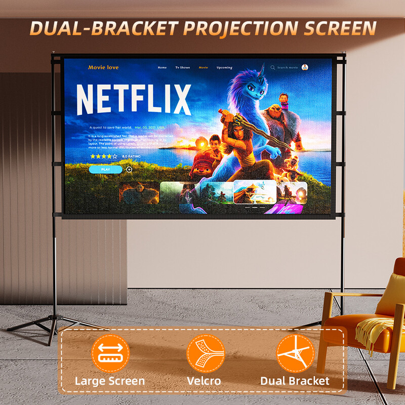 XBJ 72 Inch Portable Projector Screen with Tripod Stand,Foldable Anti‑Crease,with 4 Fixing Ropes,6 Ground Stakes&1 Carry Bag,Outdoor Movie,Football Game Viewing,Camping Party