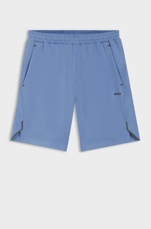 BOSS Active Shorts in Quick-Dry Fabric with Reflective Logo - Light Pastel Blue