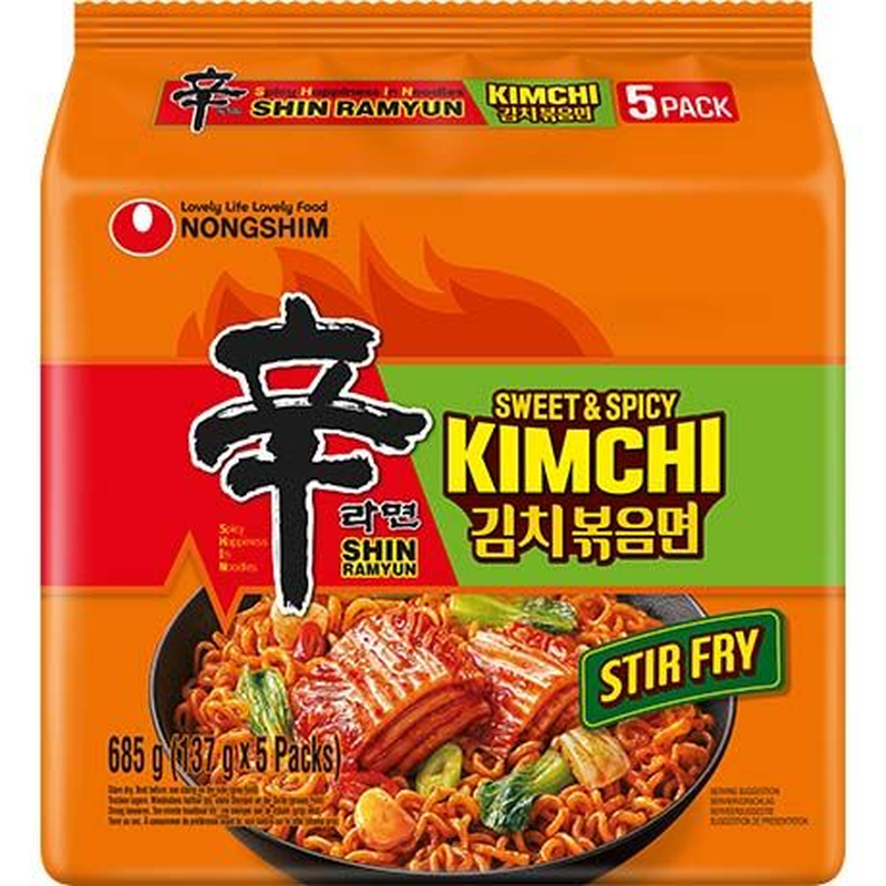 NONGSHIM Shin Kimchi Stir-Fry Instant Noodles 5 × 137g (Halal)