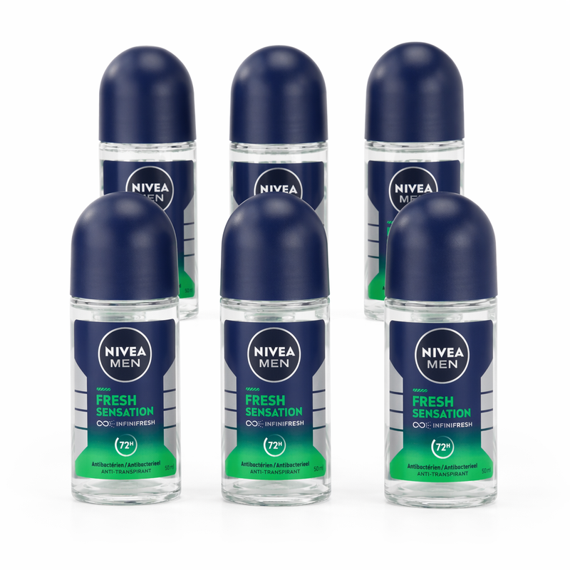 NIVEA MEN Fresh Sensation Anti-Transpirant Deodorant Roll-On - 72 h Bescherming - Alcoholvrij - 50 ml (6-Pack)