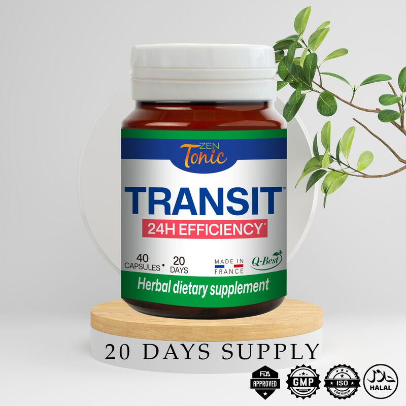 Transit by Zen & Tonic Daily Herbal Wellness Capsules Bloating Digestion Skin Radiance | Plant Based | Made in France | 20-Day Supply