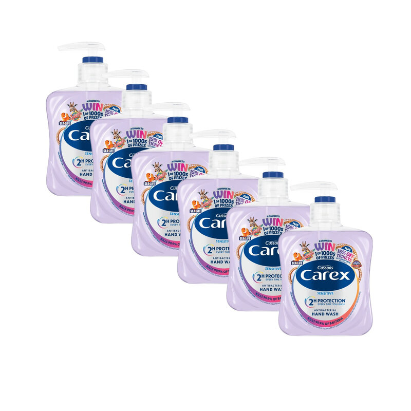 Carex Sensitive Antibacterial Hand Wash 250ml - 6 Pack bundle