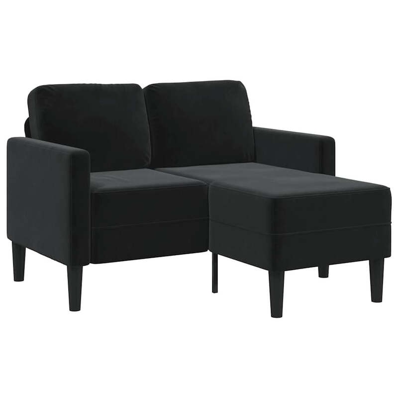 vidaXL 125×118×85 cm, 2-Sitzer L-förmiges Sofa mit Chaiselongue, Schwarzer Samt, Platzsparendes Ecksofa