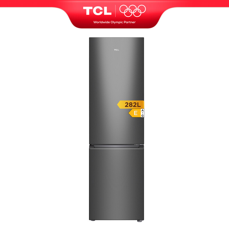 TCL RF366BSE0NL Réfrigérateur-congélateur 282 L, Capacité du réfrigérateur 202 L, Capacité du congélateur 80 L, Taille compacte 55 cm, Compresseur inverter, Porte réversible, Contrôle électronique [Classe énergétique E]