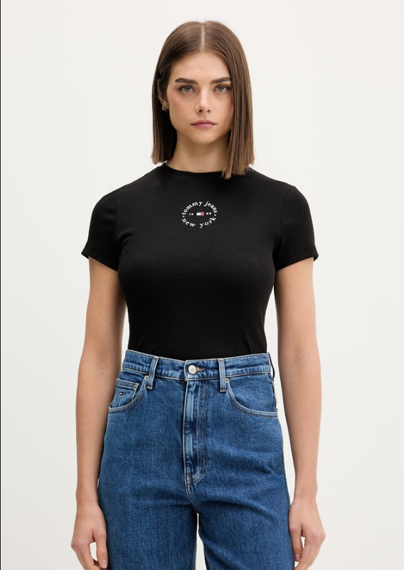 Tommy Hilfiger Jeans Playera Slim Para Mujer - Black