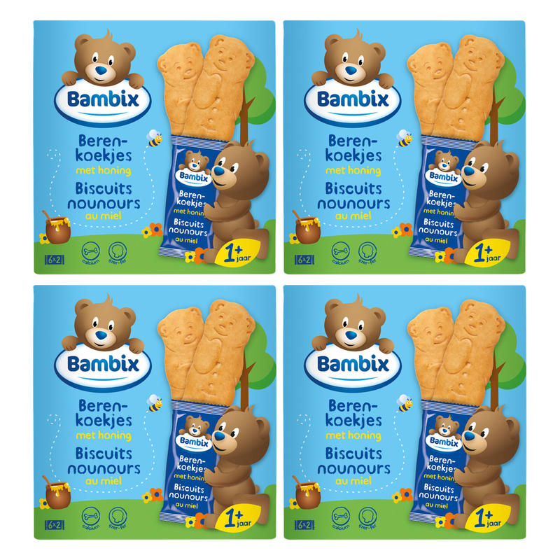 Bambix Biscuits en forme d'ours au miel 150 g * 4