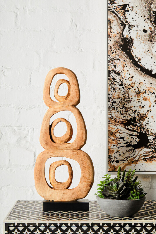 Fifty Five South Grain/Black Sculpture Fidel Stacked Rings Natural