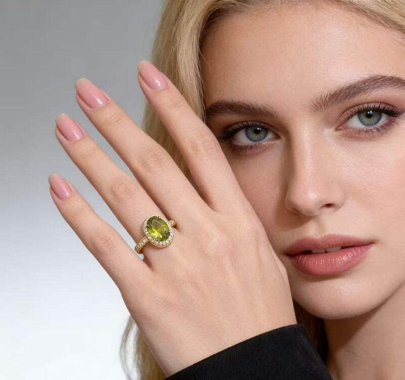 Verbex Peridot Zirconia Ring, Ring, Open Ring, Adjustable Ring, All Seasons
