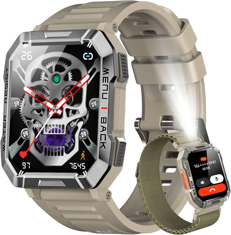 Blackview W60 Smartwatch Herren Fitnessuhr mit Telefonfunktion, Anrufe tätigen / entgegennehmen, Kompass, IP68 wasserdicht, Sportuhr mit 100+ Sportmodi, Herzfrequenz- und Schlafmonitor, Schrittzähler, Uhr für Android iOS
