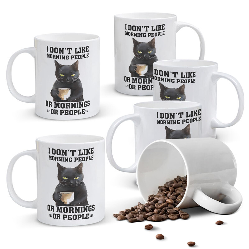 1pc 11oz White Mug with Funny "I Don't Like Morning People or Mornings or People" Quo