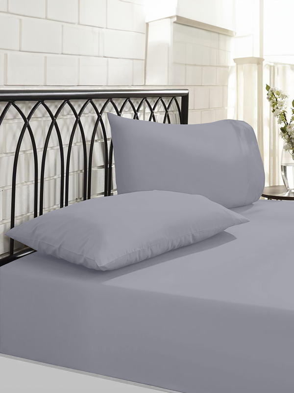 NightComfort Fitted Sheet Non Iron Polycotton Deep Fit 45cm Cool Grey King