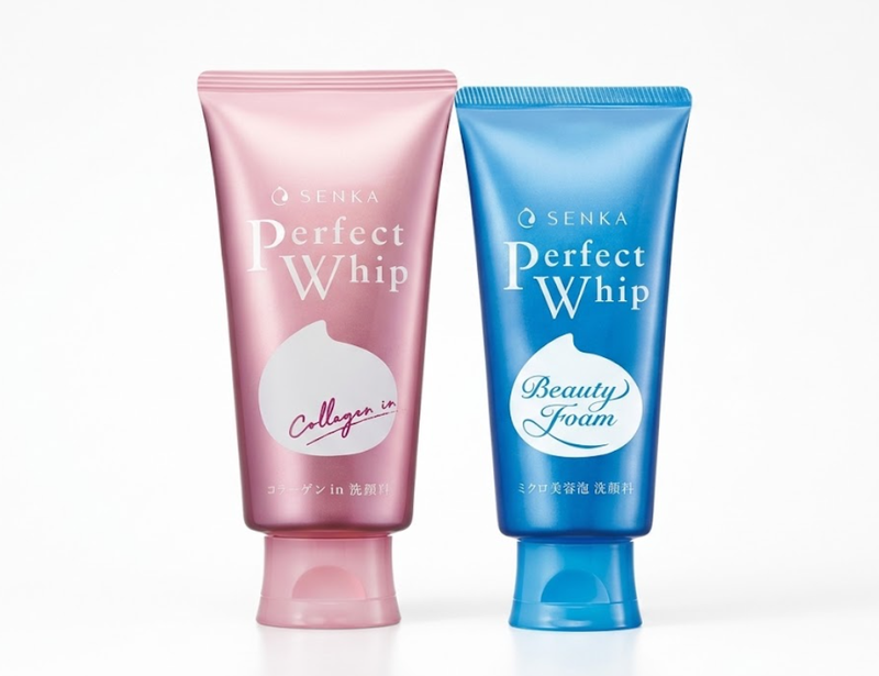 [Bestes Angebot] Senka Perfect Whip Gesichtsreiniger Spezial-Bundle – Schaum & Kollagen Rosa + Blau 120 g x 2