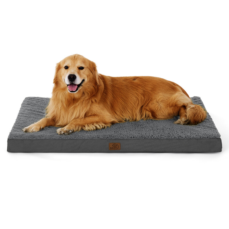 Bedsure Orthopädisches Hundebett Noppenschaumstoff für alle Größen - Wasserdichte, waschbare Hundeorthopädie-Matratze in Grau/Beige, 110x80 …